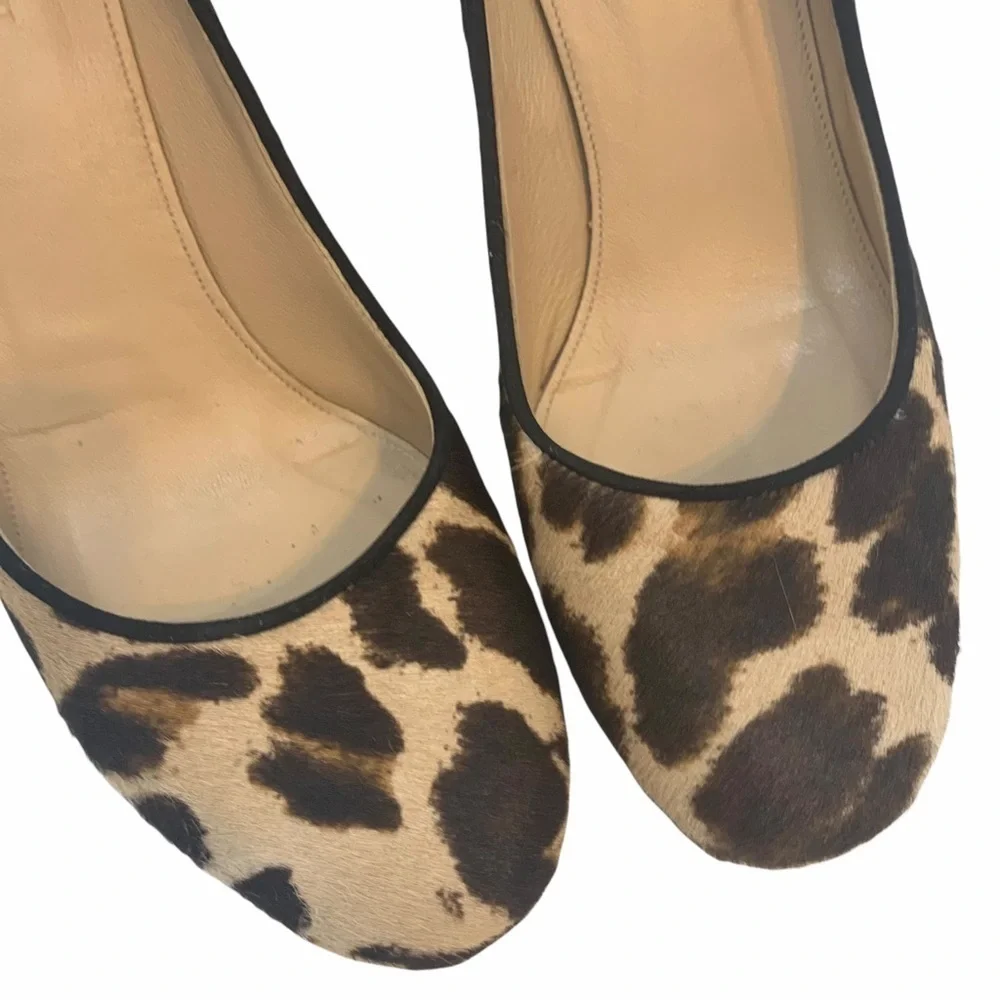 J. Crew Pia Calf Hair Leather Cheetah Platform Heels Women’s 7.5